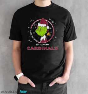 Christmas Grinch Santa I Hate People But I Love My Arizona Cardinals Shirt - Black Unisex T-Shirt