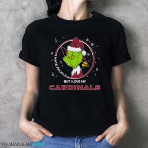 Christmas Grinch Santa I Hate People But I Love My Arizona Cardinals Shirt - Ladies T-Shirt