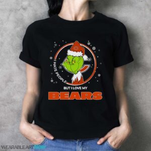 Christmas Grinch Santa I Hate People But I Love My Chicago Bears Shirt - Ladies T-Shirt