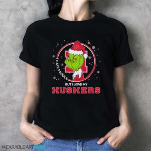 Christmas Grinch Santa I Hate People But I Love My Nebraska Cornhuskers Shirt - Ladies T-Shirt