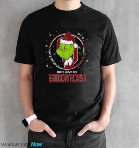 Christmas Grinch Santa I Hate People But I Love My Oklahoma Soonerson Shirt - Black Unisex T-Shirt