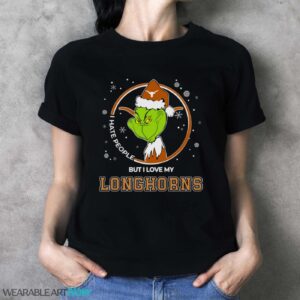 Christmas Grinch Santa I Hate People But I Love My Texas Longhorns Shirt - Ladies T-Shirt