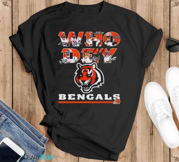 Cincinnati Bengals Football Who Dey signatures shirt - Black T-Shirt