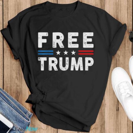 Free Donald Trump Republican Support Pro Trump American Flag Shirt - Black T-Shirt