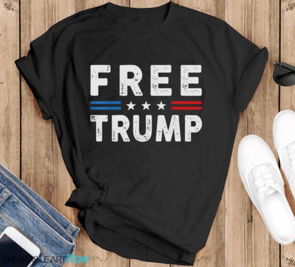 Free Donald Trump Republican Support Pro Trump American Flag Shirt - Black T-Shirt