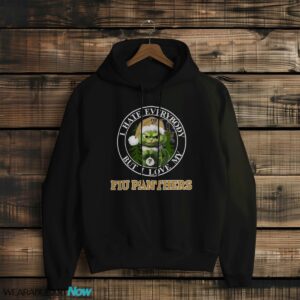 Green Cat With Santa Hat I Hate Everybody But I Love FIU Panthers Christmas T-shirt - Black Hoodie