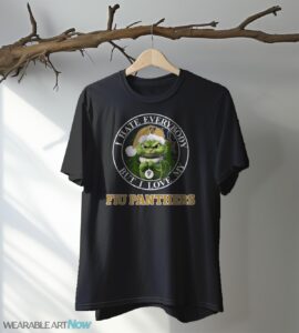 Green Cat With Santa Hat I Hate Everybody But I Love FIU Panthers Christmas T-shirt - Black T-Shirt