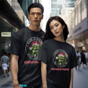 Green Cat With Santa Hat I Hate Everybody But I Love Kansas Jayhawks Christmas T-shirt - Black Couple White T-Shirt