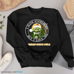 Green Cat With Santa Hat I Hate Everybody But I Love Kennesaw State Owls Christmas T-shirt - Black Sweatshirt