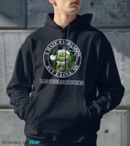 Green Cat With Santa Hat I Hate Everybody But I Love Las Vegas Raiders Christmas T-shirt - Men Black Hoodie