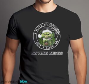 Green Cat With Santa Hat I Hate Everybody But I Love Las Vegas Raiders Christmas T-shirt - Men Black T-Shirt