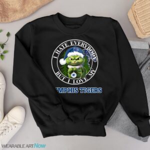 Green Cat With Santa Hat I Hate Everybody But I Love Memphis Tigers Christmas T-shirt - Black Sweatshirt