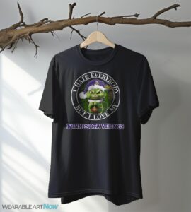 Green Cat With Santa Hat I Hate Everybody But I Love Minnesota Vikings Christmas T-shirt - Black T-Shirt