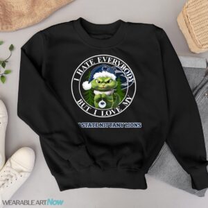 Green Cat With Santa Hat I Hate Everybody But I Love Penn State Nittany Lions Christmas T-shirt - Black Sweatshirt