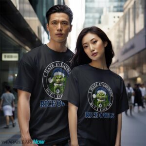 Green Cat With Santa Hat I Hate Everybody But I Love Rice Owls Christmas T-shirt - Black Couple White T-Shirt