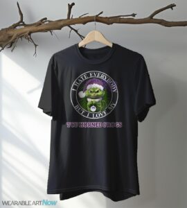 Green Cat With Santa Hat I Hate Everybody But I Love TCU Horned Frogs Christmas T-shirt - Black T-Shirt