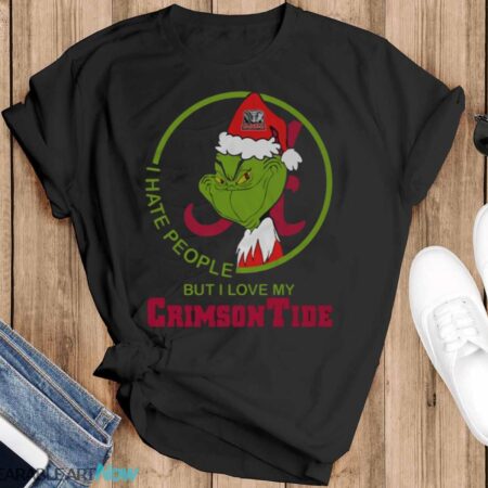 Grinch Alabama I Hate People But I Love My Crimson Tide Shirt - Black T-Shirt