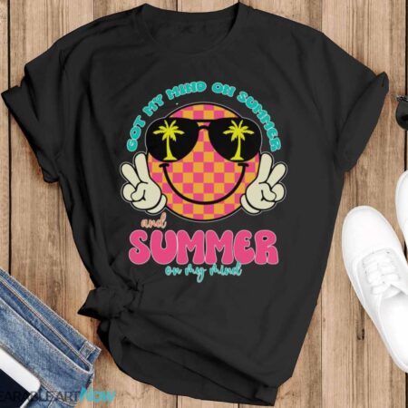 Groovy Happy Face Summer Vibes Got My Mind On Summer Teacher Shirt - Black T-Shirt