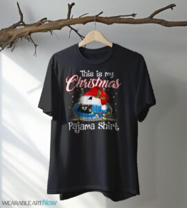 Shirt 4 Sport Teams Fan This Is My Christmas Carolina Panthers Pajamas Shirt - Black T-Shirt