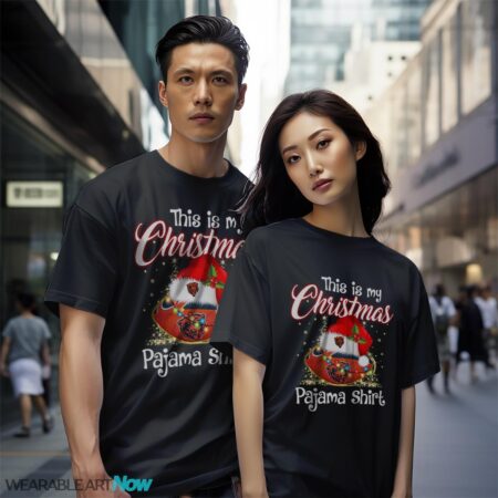 Shirt 4 Sport Teams Fan This Is My Christmas Chicago Bears Pajamas Shirt - Black Couple White T-Shirt