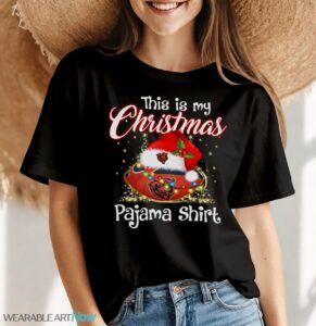 Shirt 4 Sport Teams Fan This Is My Christmas Chicago Bears Pajamas Shirt - Women Black T-Shirt