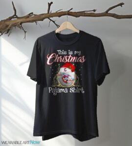 Shirt 4 Sport Teams Fan This Is My Christmas Cleveland Guardians Pajamas Shirt - Black T-Shirt