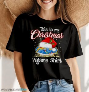 Shirt 4 Sport Teams Fan This Is My Christmas Los Angeles Chargers Pajamas Shirt - Women Black T-Shirt