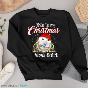 Shirt 4 Sport Teams Fan This Is My Christmas Los Angeles Dodgers Pajamas Shirt - Black Sweatshirt