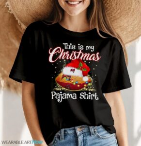 Shirt 4 Sport Teams Fan This Is My Christmas Tampa Bay Buccaneers Pajamas Shirt - Women Black T-Shirt