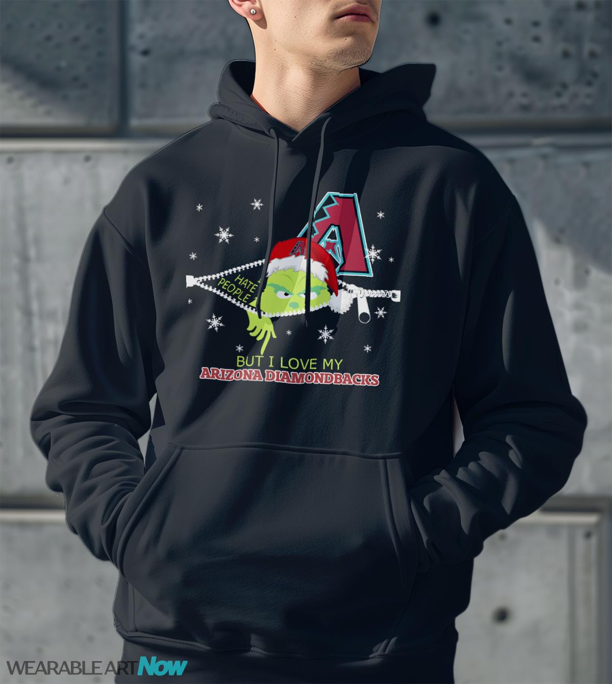 The Grinch I Hate People But I Love Arizona Diamondbacks Christmas T-shirt Product Photo 2