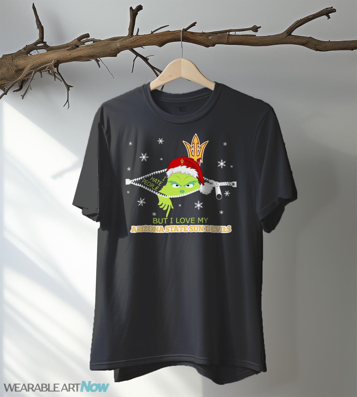 The Grinch I Hate People But I Love Arizona State Sun Devils Christmas T-shirt - Black T-Shirt