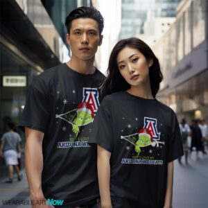 The Grinch I Hate People But I Love Arizona Wildcats Christmas T-shirt - Black Couple White T-Shirt