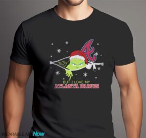 The Grinch I Hate People But I Love Atlanta Braves Christmas T-shirt Product Photo 6