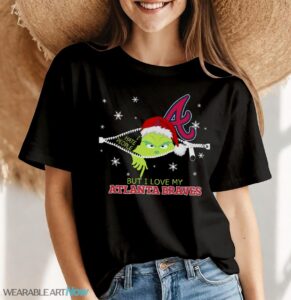 The Grinch I Hate People But I Love Atlanta Braves Christmas T-shirt Product Photo 7