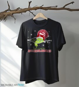 The Grinch I Hate People But I Love Atlanta Hawks Christmas T-shirt - Black T-Shirt