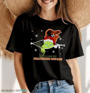 The Grinch I Hate People But I Love Baltimore Orioles Christmas T-shirt Product Photo 7