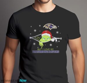 The Grinch I Hate People But I Love Baltimore Ravens Christmas T-shirt Product Photo 6