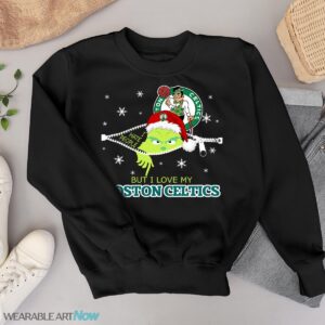 The Grinch I Hate People But I Love Boston Celtics Christmas T-shirt - Black Sweatshirt