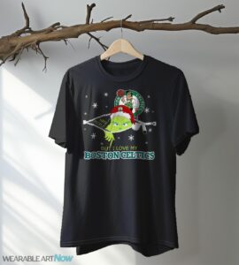 The Grinch I Hate People But I Love Boston Celtics Christmas T-shirt - Black T-Shirt