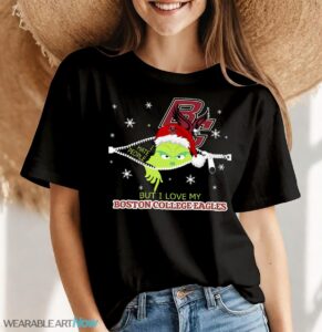 The Grinch I Hate People But I Love Boston College Eagles Christmas T-shirt - Women Black T-Shirt