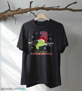 The Grinch I Hate People But I Love Boston Red Sox Christmas T-shirt Product Photo 5