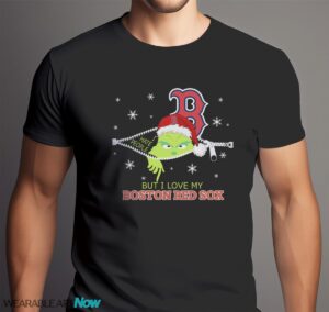 The Grinch I Hate People But I Love Boston Red Sox Christmas T-shirt Product Photo 6