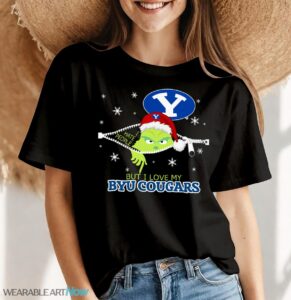 The Grinch I Hate People But I Love BYU Cougars Christmas T-shirt - Women Black T-Shirt