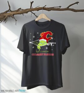 The Grinch I Hate People But I Love Calgary Flames Christmas T-shirt - Black T-Shirt