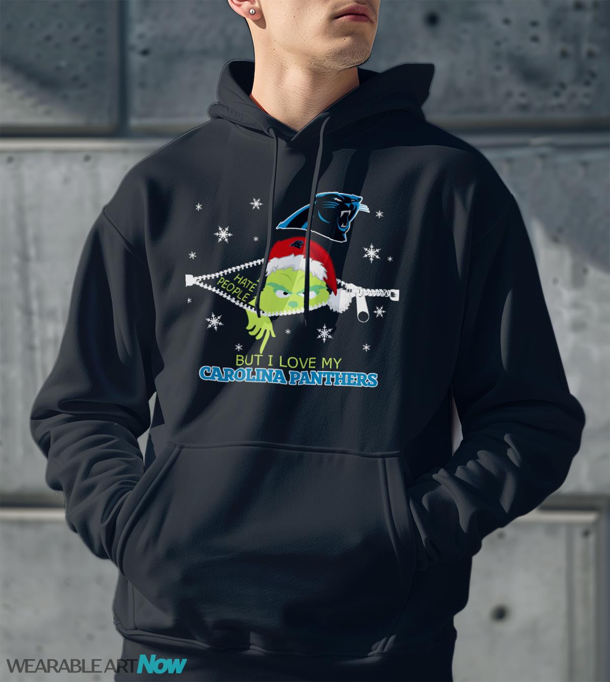 The Grinch I Hate People But I Love Carolina Panthers Christmas T-shirt Product Photo 2