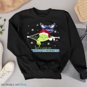 The Grinch I Hate People But I Love Charlotte Hornets Christmas T-shirt - Black Sweatshirt