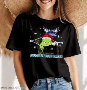 The Grinch I Hate People But I Love Charlotte Hornets Christmas T-shirt - Women Black T-Shirt