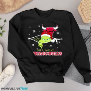 The Grinch I Hate People But I Love Chicago Bulls Christmas T-shirt - Black Sweatshirt