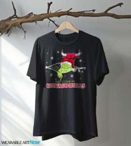 The Grinch I Hate People But I Love Chicago Bulls Christmas T-shirt - Black T-Shirt