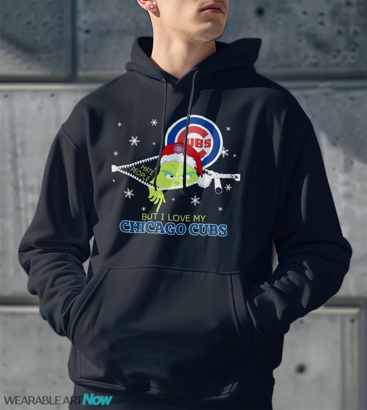 The Grinch I Hate People But I Love Chicago Cubs Christmas T-shirt Product Photo 2